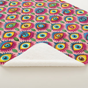 Bright eyes sherpa blanket