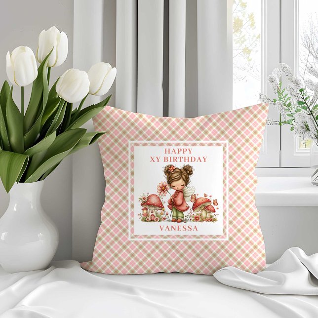 Bright Fairy Blush Floral Birthday Pillow (Bright Fairy Blush Floral Birthday Pillow)