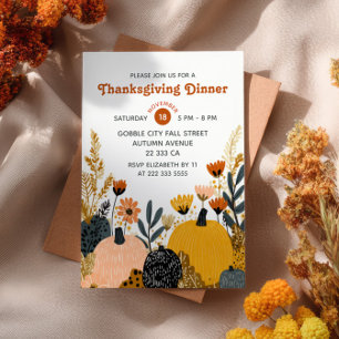 Bright Fall Foliage& Pumpkins Thanksgiving Dinner Invitation