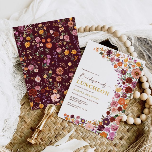 Bright Fall Garden Flowers Bridesmaids Luncheon Invitation (Creator Uploaded)