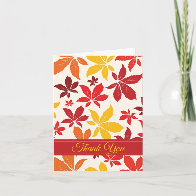Bright Fall Leaves Bridesmaid Thank You Card (Front)