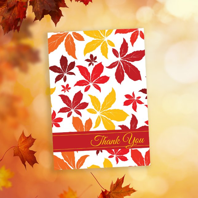 Bright Fall Leaves Thank You Invitation (Show your gratitude with the seasonal Bright Fall Leaves Thank You Note Card.)