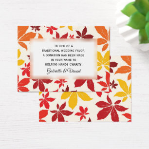 Bright Fall Leaves Wedding Charity Favour Card