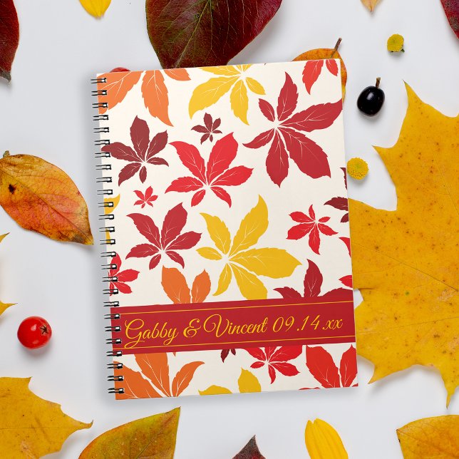 Bright Fall Leaves Wedding Spiral Notebook (The Bright Fall Leaves Notebook can be used as a custom advice book or guest book.)