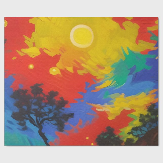 Bright fantasy sunset wrapping paper (Flat)