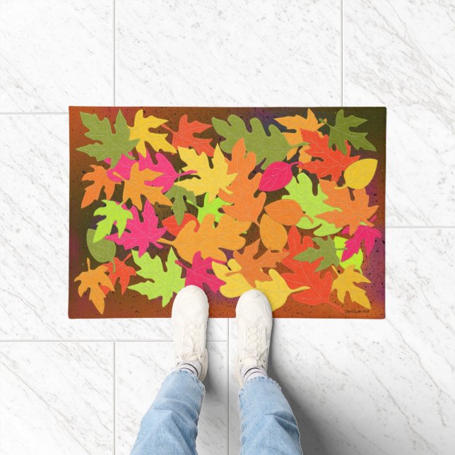 Bright Felt Look Leaves Beautiful Doormat (Indoor)