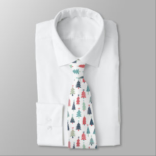 Bright Festive Christmas Tree Pattern  Tie
