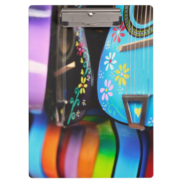 Bright Festive Musical Guitars Clipboard (Front)