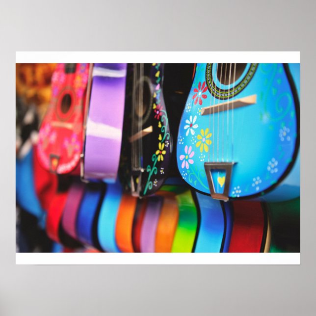 Bright Festive Musical Guitars Poster (Front)