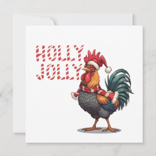 Bright & Festive Rooster Christmas  Holiday Card