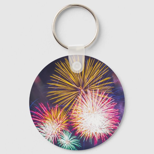 Bright Fireworks Photo Key Ring (Front)