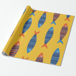 Bright fishes seamless pattern. Seaside hand drawn Wrapping Paper