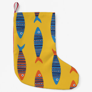 Bright Fishes Underwater Life Illustration Small Christmas Stocking