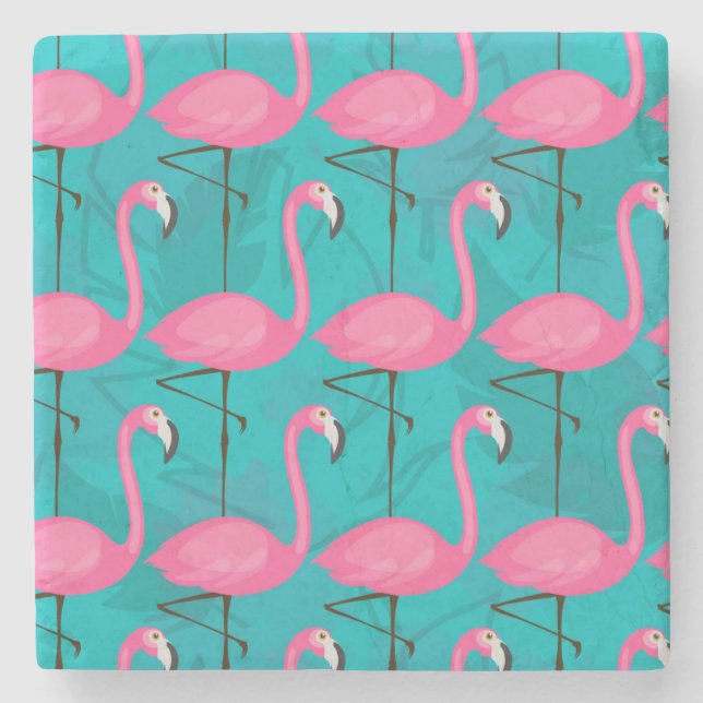 Bright Flamingo Pattern 2 Stone Coaster (Front)