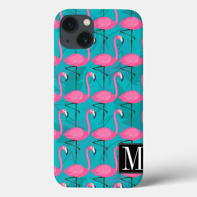 Bright Flamingo Pattern | Add Your Initial Case-Mate iPhone Case (Back)