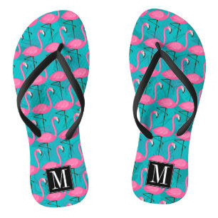 Bright Flamingo Pattern   Add Your Initial Jandals