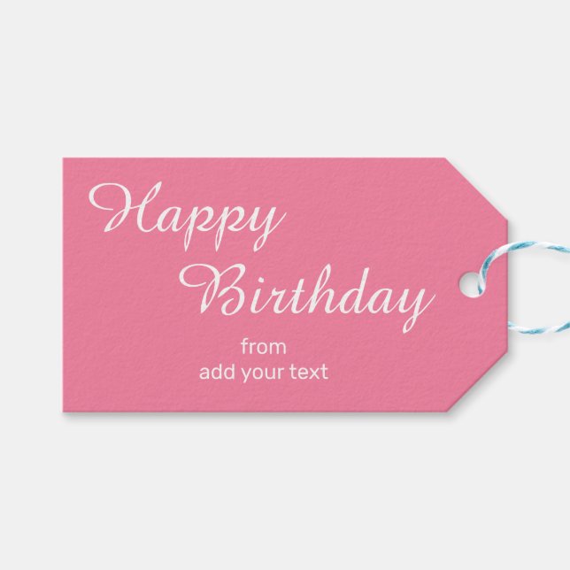 Bright Flamingo Pink Birthday Gift Tags (Front (Horizontal))