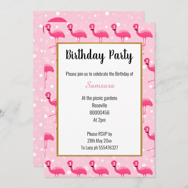 Bright Flamingo Pink Bubble Birthday Invitation (Front/Back)