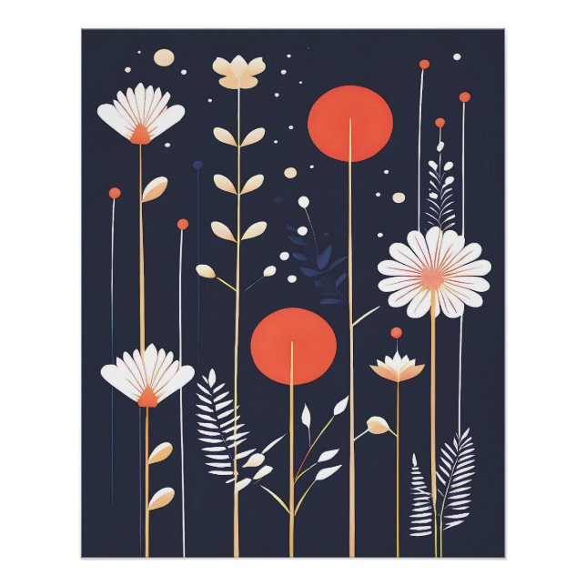 Bright Floral abstract Art Poster (Front)