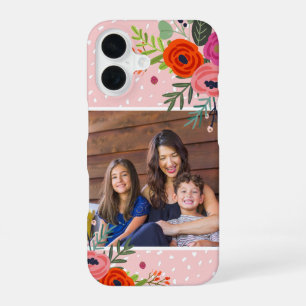 Bright Floral and Dots Custom Photo iPhone 16 Case