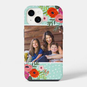 Bright Floral and Dots Custom Photo iPhone 14 Case