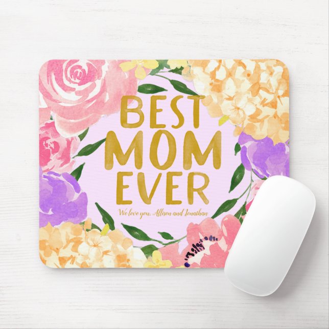 Bright Floral Best Mum Ever Mothers Day Mouse Pad (With Mouse)