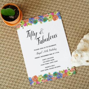 Bright Floral Birthday Invitation