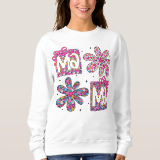 Bright Floral Boho Mama Graphic Art Sweatshirt