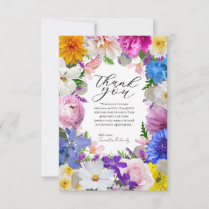 Bright Floral Border Thank You Card