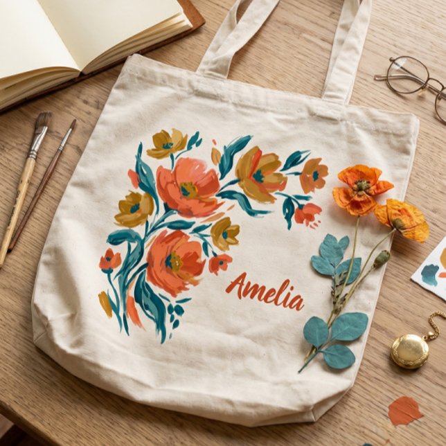 Bright Floral Bouquet Tote Bag | Personalised  (Creator Uploaded)