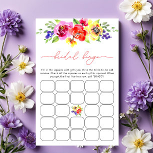 Bright Floral Bridal Shower Bingo Game