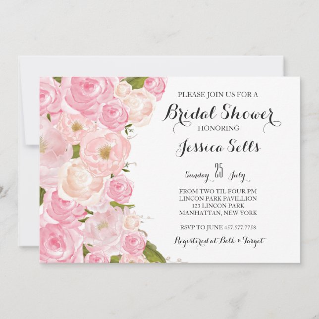 Bright Floral Bridal shower Invitation (Front)