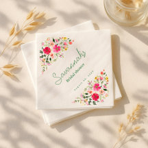 Bright Floral Bridal Shower Napkins | Colourful