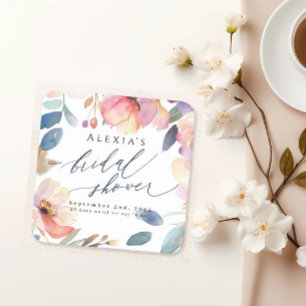 Bright Floral Bridal Shower Paper Coaster