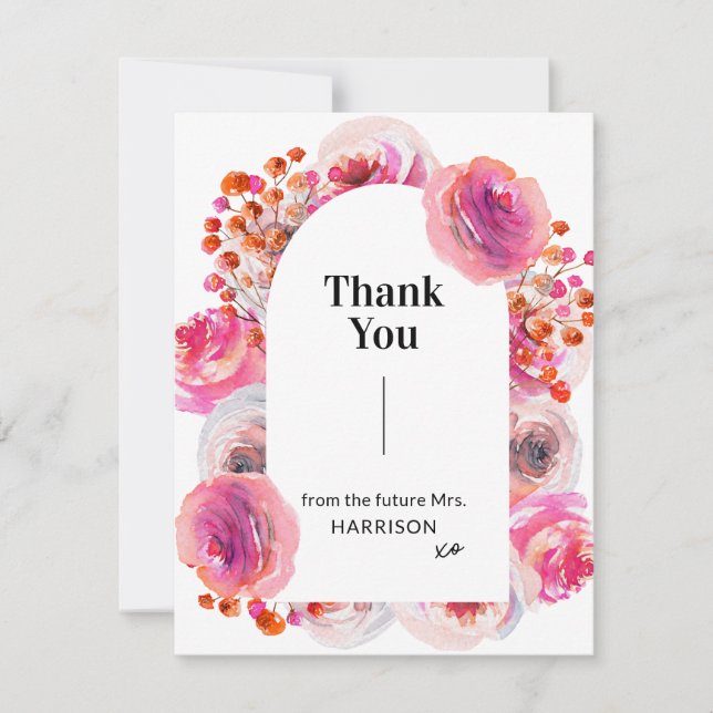 Bright Floral Bridal Shower Thank You Card (Front)
