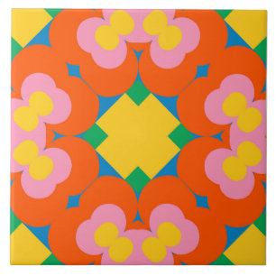 Bright Floral Burst Ceramic Tile – 6"x6"