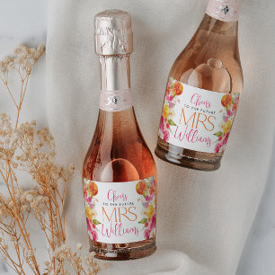 Bright Floral Citrus Bridal Shower Wine Labels
