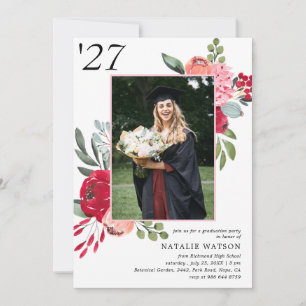 Bright Floral Class of 2025 Photo Graduation  Invitation