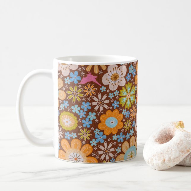 Bright Floral  Coffee Mug (With Donut)