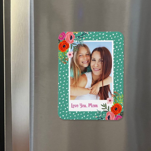 Bright Floral Custom Mother's Day Photo Magnet (Creator Uploaded)