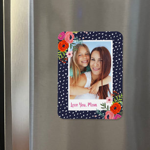 Bright Floral Custom Mother's Day Photo Magnet