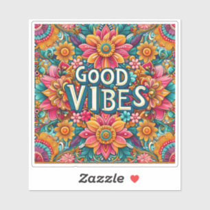 Bright Floral Design With Good Vibes