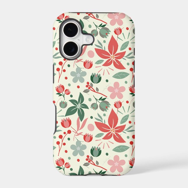 Bright Floral Design with Green Leaves and Dot (Back)