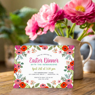Bright Floral Easter Dinner Invitation