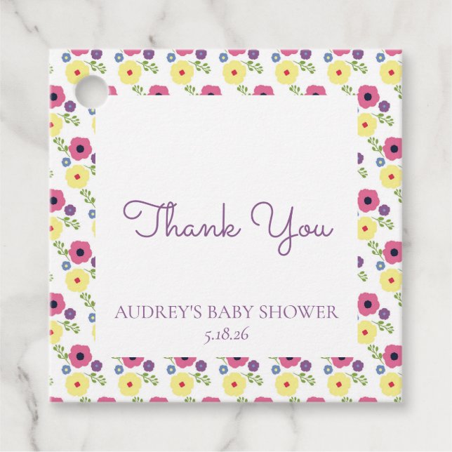 Bright Floral Favour Tag (Front)