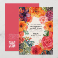 Bright Floral Fiesta Wedding with Details QR Code