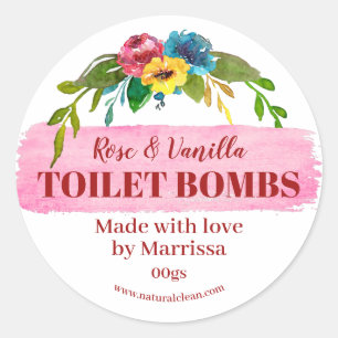 Bright Floral Handmade Toilet Bomb Fizzies Label