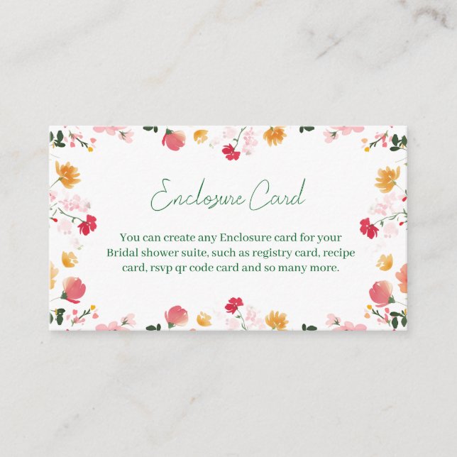 Bright Floral Insert Card | Colourful Bridal Showe (Front)