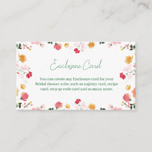 Bright Floral Insert Card Colourful Bridal Showe