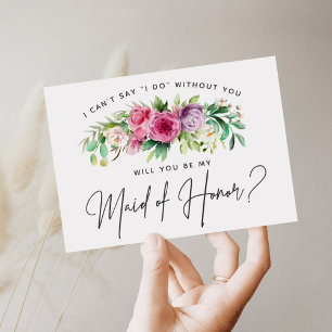 Bright Floral Maid of Honour Card